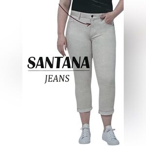 NWT Santana Jeans Tummy Control Capris Off White Size 18